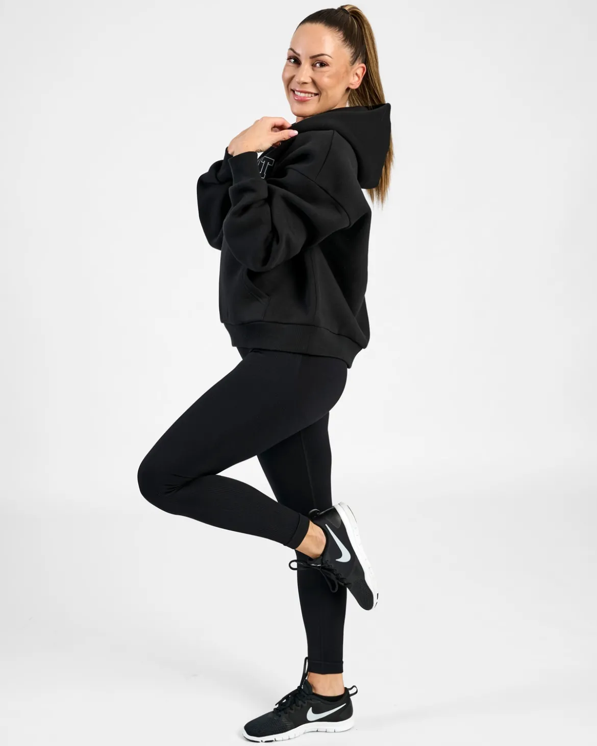 Hoodie Wmn Varsity, Black