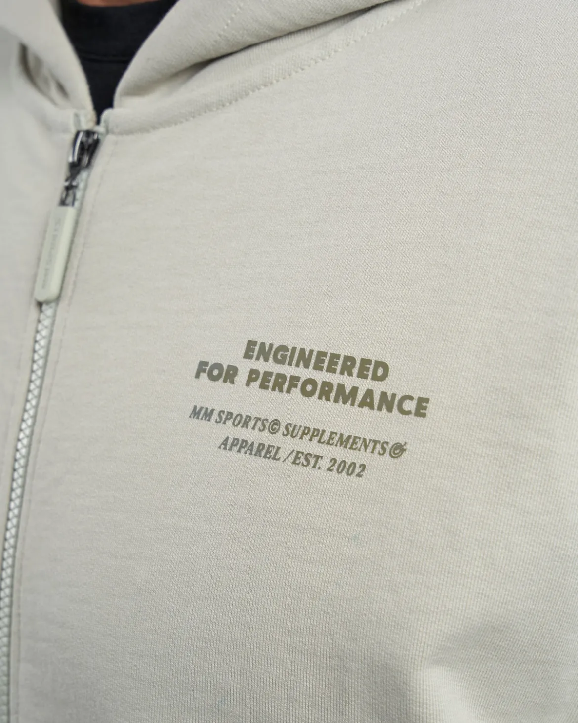 Hoodie Zip Engineered, Warm Grey