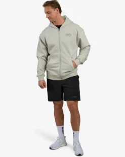 Hoodie Zip Engineered, Warm Grey