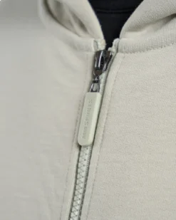 Hoodie Zip Engineered, Warm Grey