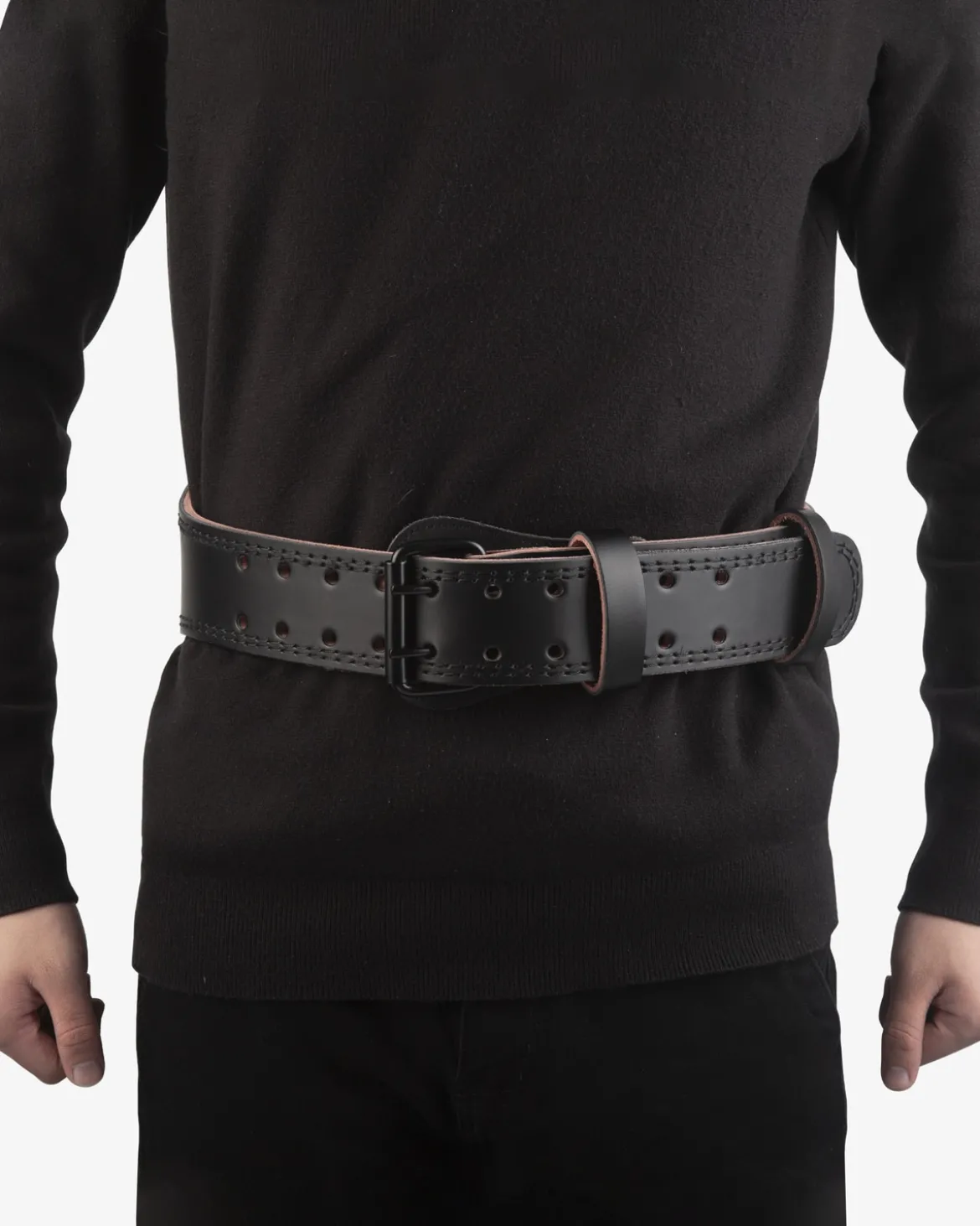 Leather Belt, Black/Black