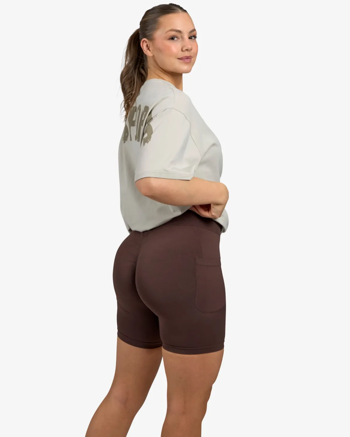 Seamless Biker Tights, Mocha