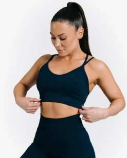 Seamless Sports Bra, Iron Blue