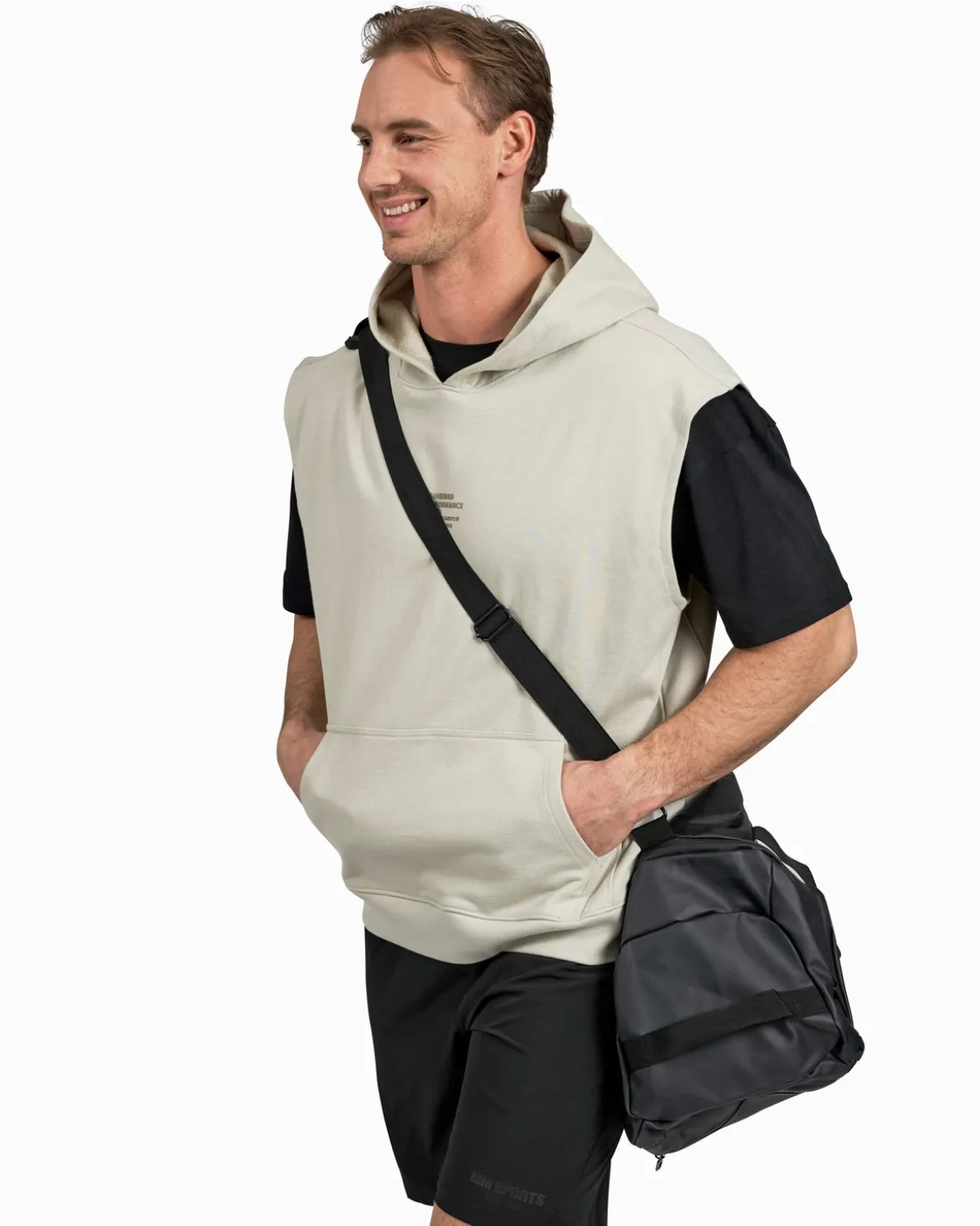Sleeveless Hoodie, Warm Grey