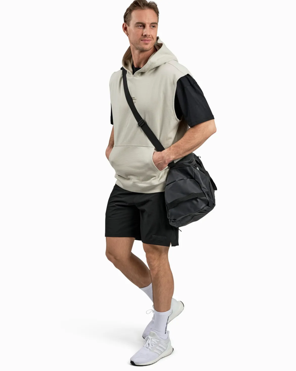 Sleeveless Hoodie, Warm Grey
